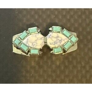 KEEP Collective Harmony Geo Bar Howlite Turquoise Silver Slider Charm EUC